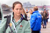 The Cancer Research UK Women's Boat Race 2018: Cambridge bow seat Tricia Smith arriving at the boathouses before the race.
River Thames between Putney Bridge and Mortlake,
London SW15,

United Kingdom,
on 24 March 2018 at 13:54, image #13