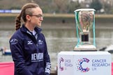 The Cancer Research UK Women's Boat Race 2018: OUWBC president and Oxford 2 seat Katherine Erickson with the Women's Boat Race trophy at the toss.
River Thames between Putney Bridge and Mortlake,
London SW15,

United Kingdom,
on 24 March 2018 at 14:40, image #40