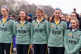 The Cancer Research UK Women's Boat Race 2018: The reserve boat toss - here, for Cambridge's Blondie, 4 seat Laura Foster,  6 Larkin Sayre , 7 Lucy Pike, stroke Millie Perrin, and cox Sophie Wrixon.
River Thames between Putney Bridge and Mortlake,
London SW15,

United Kingdom,
on 24 March 2018 at 14:54, image #68