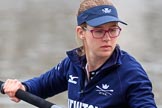 The Cancer Research UK Women's Boat Race 2018: Close-up of Renée Koolschijn, in the bow seat for Oxford.
River Thames between Putney Bridge and Mortlake,
London SW15,

United Kingdom,
on 24 March 2018 at 15:45, image #107