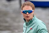 The Cancer Research UK Women's Boat Race 2018: Close-up of Myriam Goudet-Boukhatmi, 7 seat for Cambridge.
River Thames between Putney Bridge and Mortlake,
London SW15,

United Kingdom,
on 24 March 2018 at 15:48, image #132