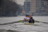 The Cancer Research UK Women's Boat Race 2018: The Oxford Blue Boat chasing Cambridge near Craven Cottage - cox Jessica Buck, stroke Beth Bridgman, 7 Abigail Killen, 6 Sara Kushma, 5 Morgan McGovern, 4 Alice Roberts, 3 Juliette Perry, 2 Katherine Erickson, bow Renée Koolschijn.
River Thames between Putney Bridge and Mortlake,
London SW15,

United Kingdom,
on 24 March 2018 at 16:34, image #171