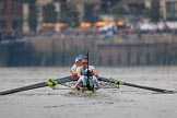 The Cancer Research UK Women's Boat Race 2018: The Cambridge Blue Boat extending the lead over Oxford - bow Tricia Smith, 2	Imogen Grant, 3 Kelsey Barolak, 4 Thea Zabell, 5 Paula Wesselmann, 6 Alice White, 7 Myriam Goudet-Boukhatmi, stroke	Olivia Coffey, cox Sophie Shapter.
River Thames between Putney Bridge and Mortlake,
London SW15,

United Kingdom,
on 24 March 2018 at 16:36, image #174