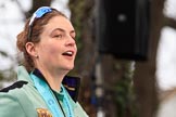 The Cancer Research UK Women's Boat Race 2018: Cambridge 7 seat Myriam Goudet-Boukhatmi leaving the podium.
River Thames between Putney Bridge and Mortlake,
London SW15,

United Kingdom,
on 24 March 2018 at 17:10, image #307