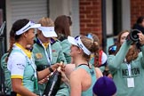 The Cancer Research UK Women's Boat Race 2018: Cambridge president Daphne Martschenko after the official ceremony, celebrating with a bottle of Chapel Down Brut.
River Thames between Putney Bridge and Mortlake,
London SW15,

United Kingdom,
on 24 March 2018 at 17:17, image #326
