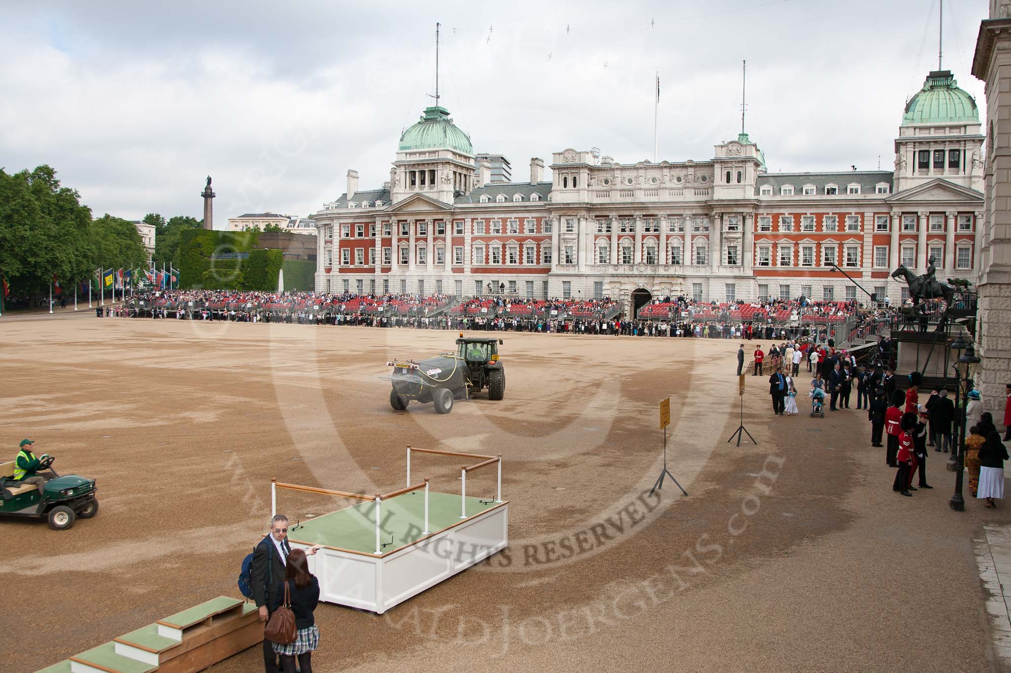 Trooping the Colour 2009: Preparing Horse Guards Parade. On the right the Old Admirality Building, on it's left the Citadel..
Horse Guards Parade, Westminster,
London SW1,

United Kingdom,
on 13 June 2009 at 09:44, image #13