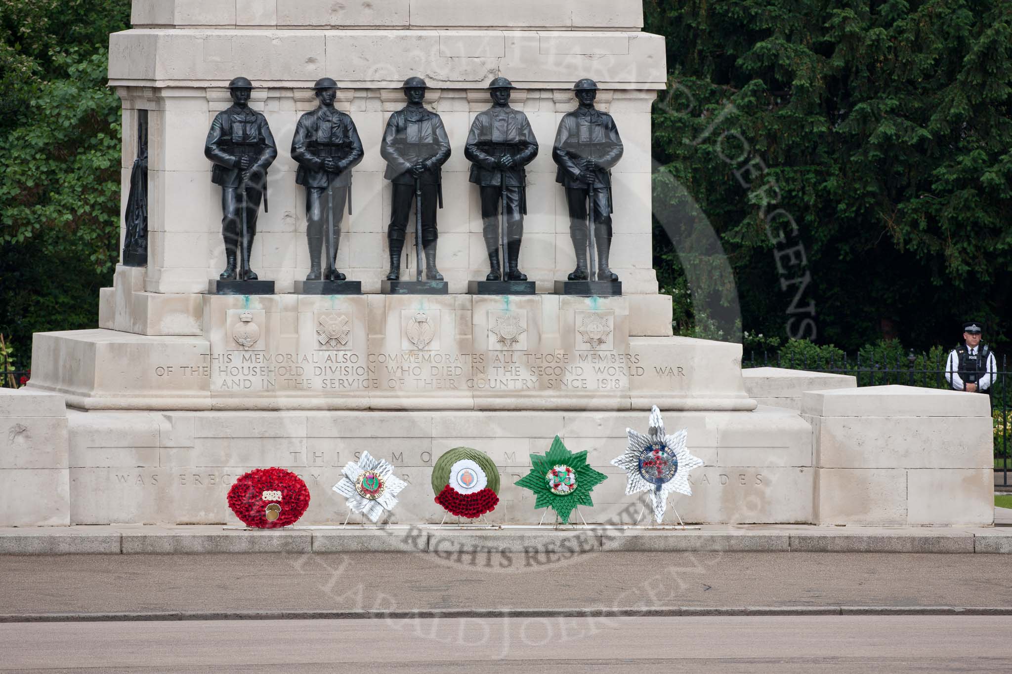 Trooping the Colour 2009: The Guards Memorial on the St. James's Park side of Horse Guards Parade on the morning of the event..
Horse Guards Parade, Westminster,
London SW1,

United Kingdom,
on 13 June 2009 at 09:22, image #1