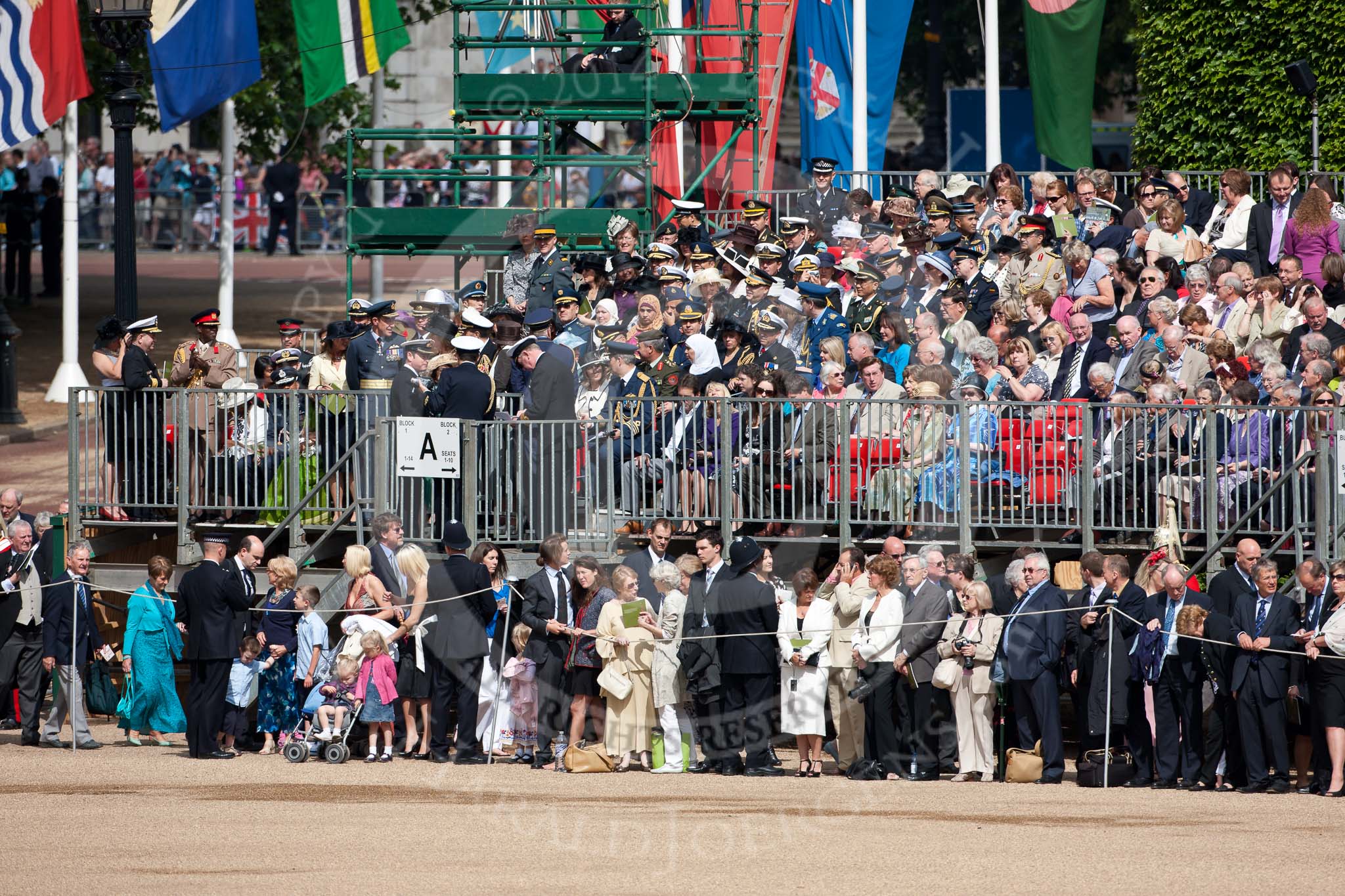 Trooping the Colour 2009: Grand stand on the corner to Horse Guards Road, from where the Royal procession will arrive in less than an hour..
Horse Guards Parade, Westminster,
London SW1,

United Kingdom,
on 13 June 2009 at 10:00, image #18