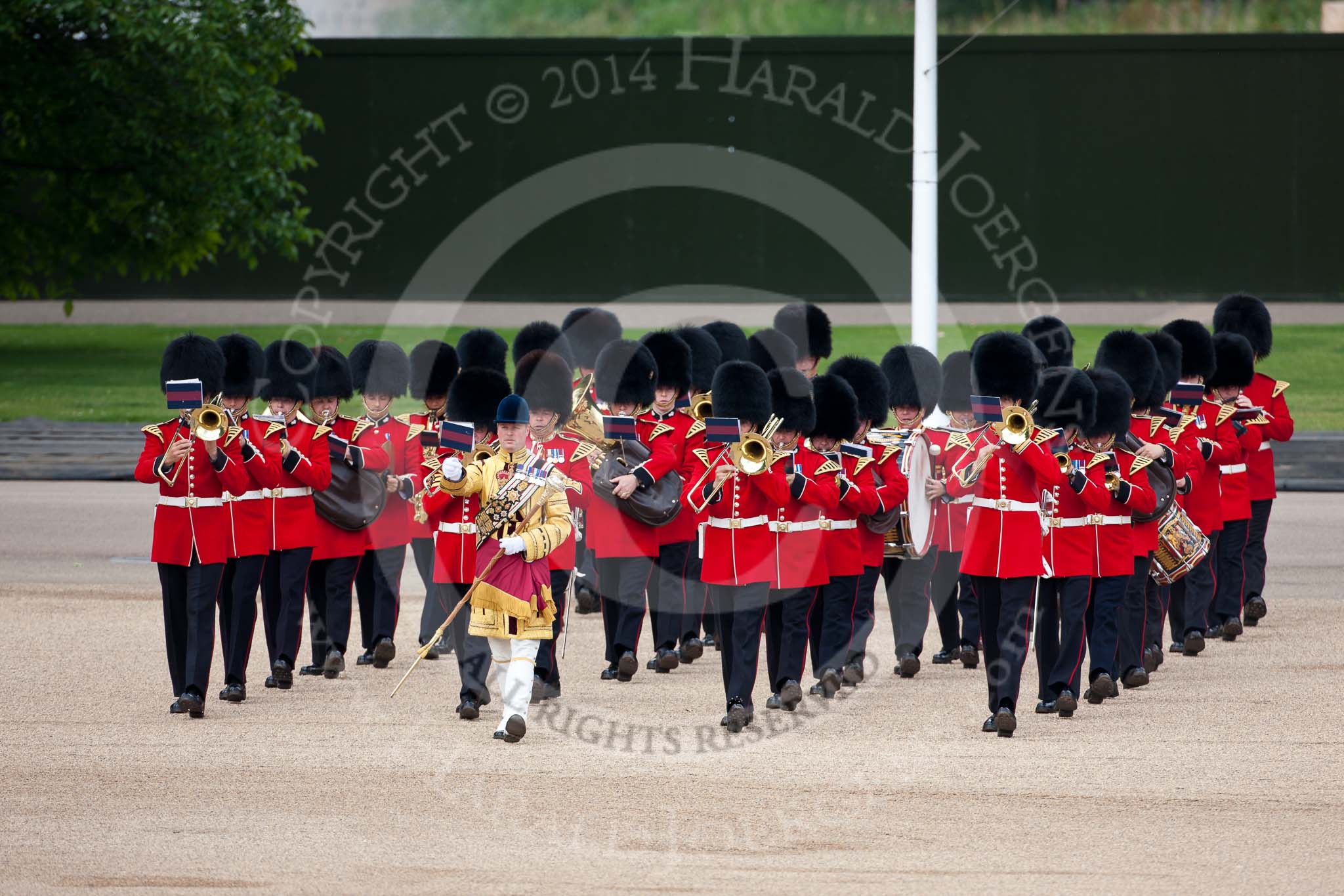 Trooping the Colour 2009: Senior Drum Major Tony Moors, Grenadier Guards, leading the Band of the Grenadier Guards onto Horse Guards Parade..
Horse Guards Parade, Westminster,
London SW1,

United Kingdom,
on 13 June 2009 at 10:11, image #25