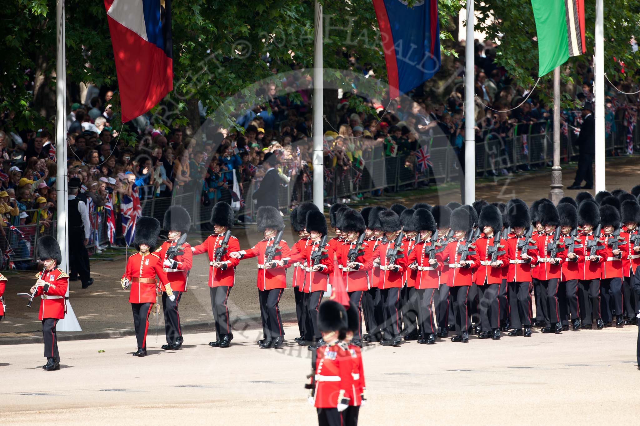 Trooping the Colour 2009: No.7 Guard, No.7 Company Coldstream Guards, marching down Horse Guards Road towards the parade ground..
Horse Guards Parade, Westminster,
London SW1,

United Kingdom,
on 13 June 2009 at 10:19, image #31