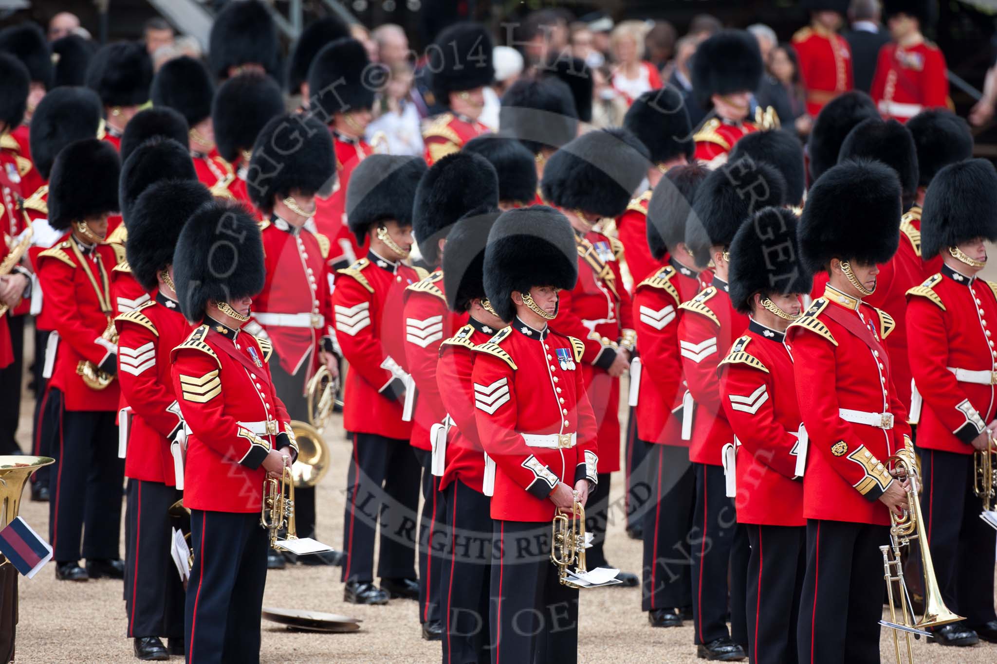 Trooping the Colour 2009: The Band of the Grenadier Guards. On the right, with the trombone, the band sergeant..
Horse Guards Parade, Westminster,
London SW1,

United Kingdom,
on 13 June 2009 at 10:28, image #58