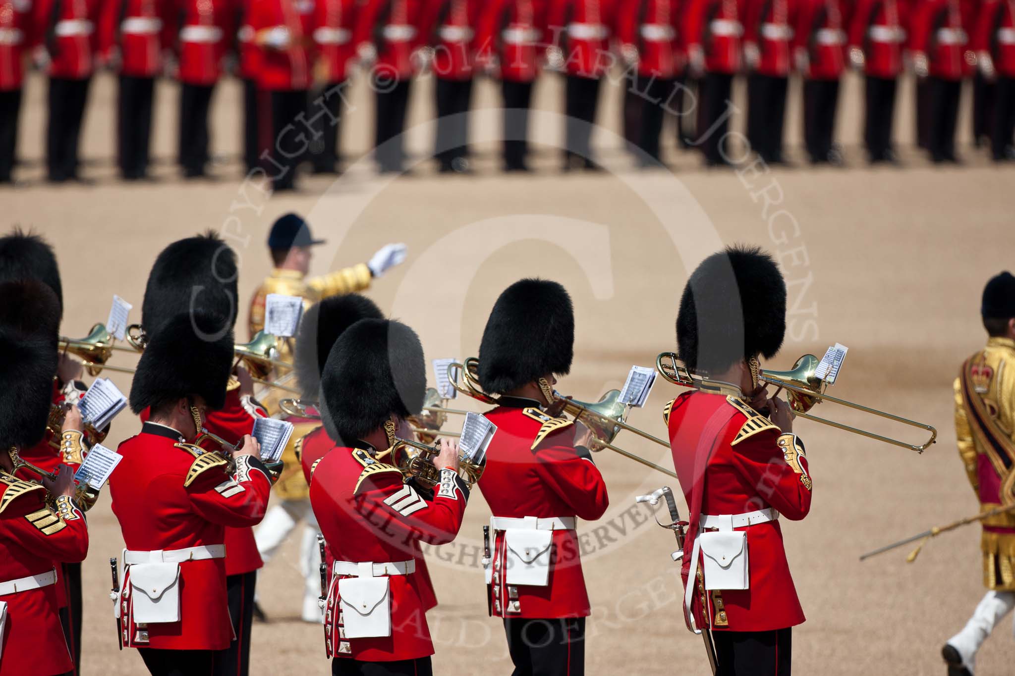 Trooping the Colour 2009: The band of the Grenadier Guards playing..
Horse Guards Parade, Westminster,
London SW1,

United Kingdom,
on 13 June 2009 at 11:10, image #166