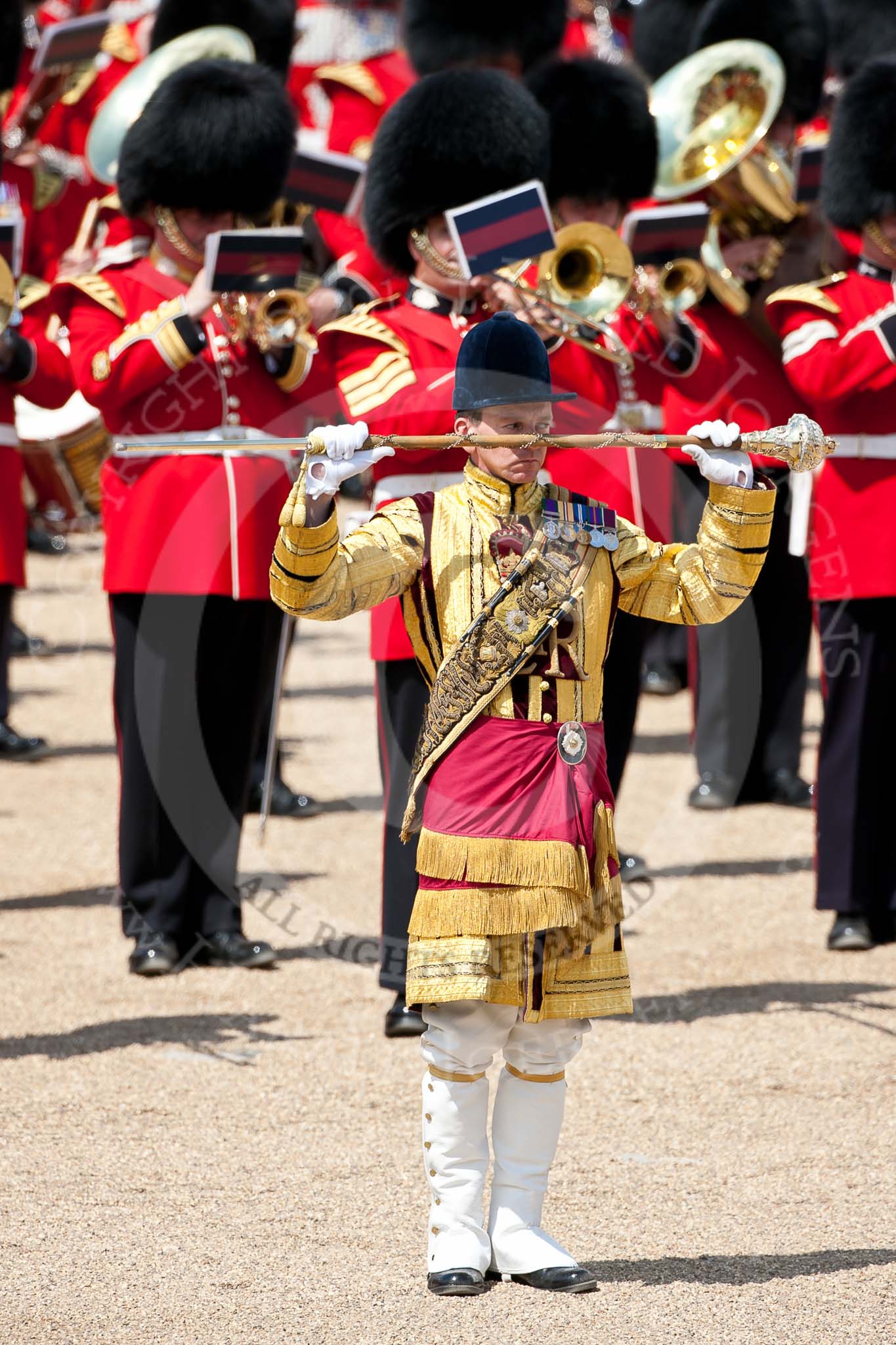 Trooping the Colour 2009: Drum Major M Godsman, Scots Guards..
Horse Guards Parade, Westminster,
London SW1,

United Kingdom,
on 13 June 2009 at 11:39, image #212