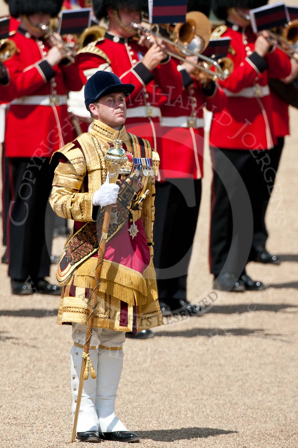 Trooping the Colour 2009: Drum Major C Patterson, Irish Guards..
Horse Guards Parade, Westminster,
London SW1,

United Kingdom,
on 13 June 2009 at 11:42, image #215