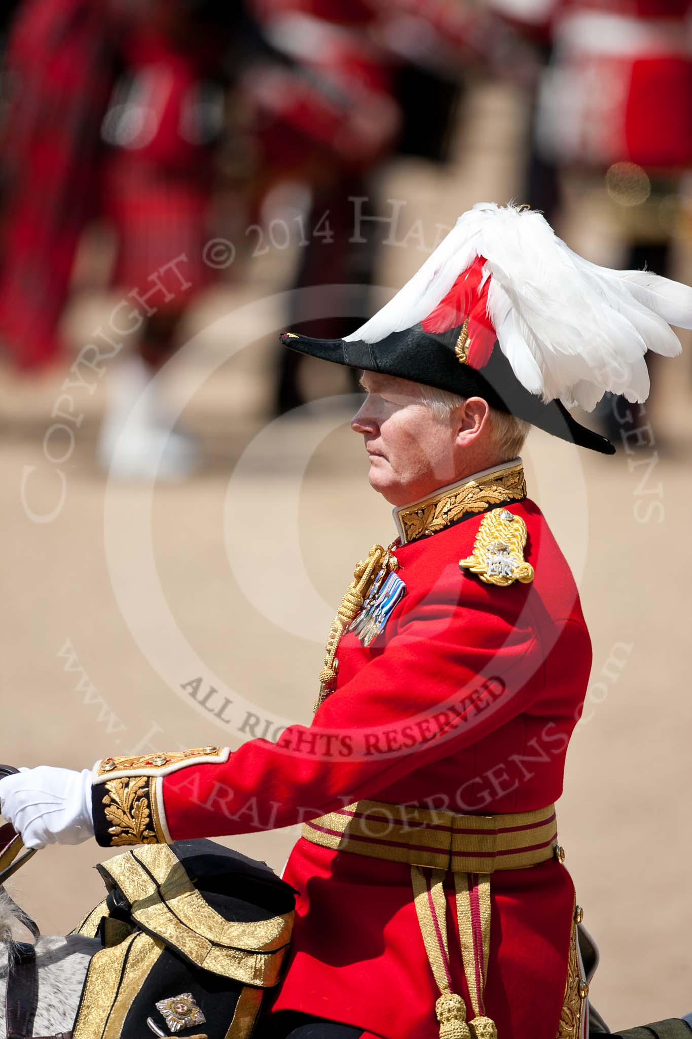 Trooping the Colour 2009: Close-up of the Major General Commanding the Household Division and General Officer Commanding London District, Major General W G Cubitt..
Horse Guards Parade, Westminster,
London SW1,

United Kingdom,
on 13 June 2009 at 12:12, image #259