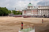 Trooping the Colour 2009: Horse Guards Parade an hour before the event. In front of the Old Admirality Building, No. 6 and No. 7 Guard are in position. The saluting base in the foreground will later be assembled and moved into position..
Horse Guards Parade, Westminster,
London SW1,

United Kingdom,
on 13 June 2009 at 10:27, image #51