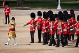 Trooping the Colour 2009: Drum Major S O'Brien, Welsh Guards, leading the Band of the Coldstream Guards along St. James's Park to their initial position on Horse Guards Parade..
Horse Guards Parade, Westminster,
London SW1,

United Kingdom,
on 13 June 2009 at 10:21, image #37