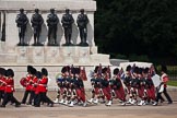 Trooping the Colour 2009: The Band of the Scots Guards, with their pipers in Royal Stewart Tartan, marching along the Guards Memorial..
Horse Guards Parade, Westminster,
London SW1,

United Kingdom,
on 13 June 2009 at 10:24, image #42