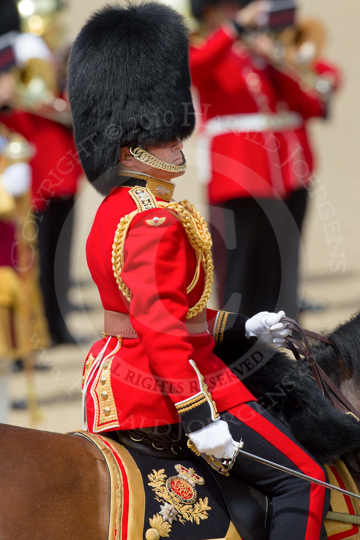 Trooping the Colour 2010: Lt Col C R V Walker, Grenadier Guards, Field Officer in Brigade Waiting and in command of the parade..
Horse Guards Parade, Westminster,
London SW1,
Greater London,
United Kingdom,
on 12 June 2010 at 11:37, image #141