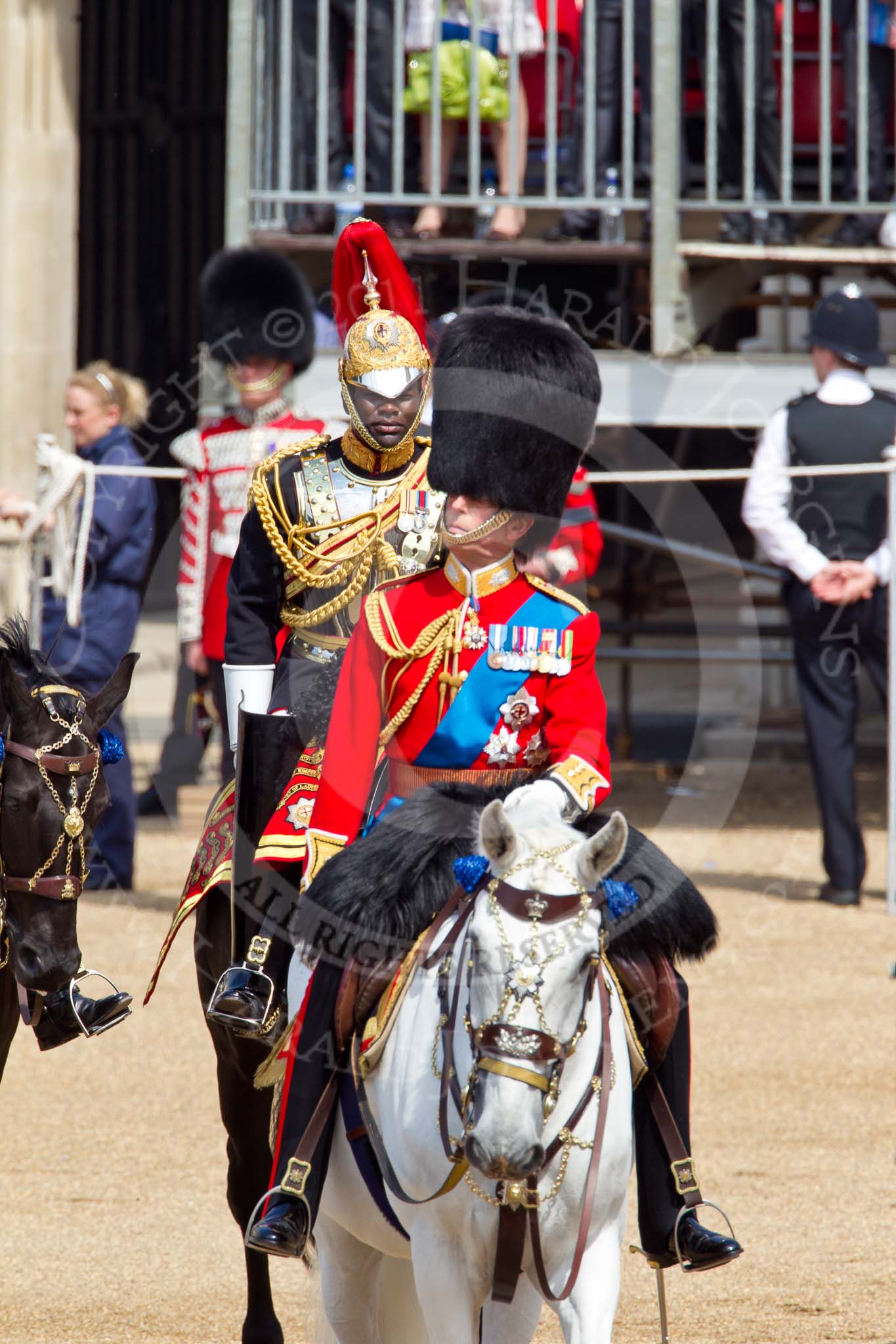 The Colonel's Review 2011: HRH Prince Edward, The Duke of Kent, Colonel Scots Guards. 'The Colonel's Review' is his review, behind him Major Twumasi-Ankrah, Blues and Royals, in place of the Princess Royal..
Horse Guards Parade, Westminster,
London SW1,

United Kingdom,
on 04 June 2011 at 10:59, image #77