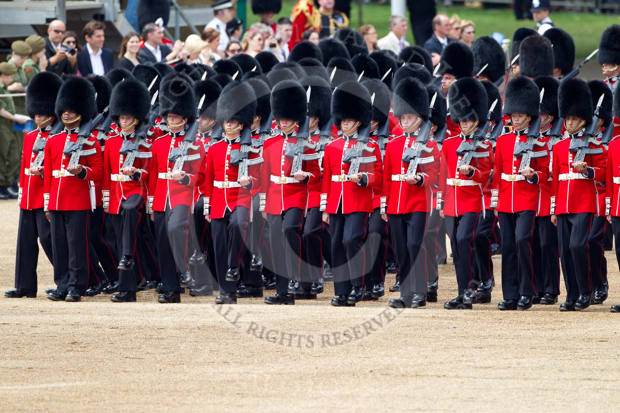 The Colonel's Review 2011: The March Past by the Foot Guards in slow time. Here No. 3 Guard, F Company Scots Guards..
Horse Guards Parade, Westminster,
London SW1,

United Kingdom,
on 04 June 2011 at 11:32, image #157