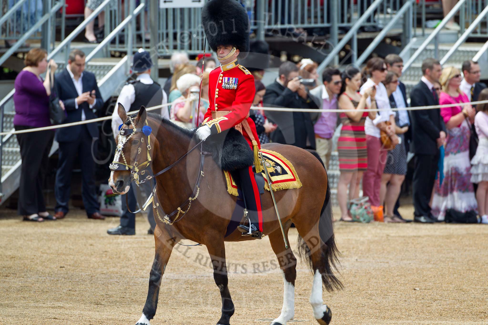 The Colonel's Review 2011: The Field Officer, Lieutenant Colonel L P M Jopp, riding 'Burniston', during the March Past..
Horse Guards Parade, Westminster,
London SW1,

United Kingdom,
on 04 June 2011 at 11:32, image #158