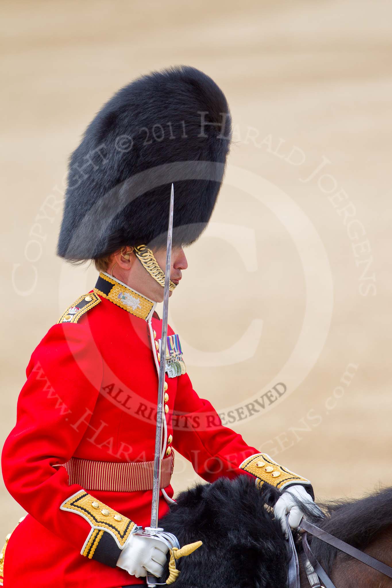 The Colonel's Review 2011: Close-up of the Field Officer, Lieutenant Colonel Lincoln P M Jopp, Scots Guards..
Horse Guards Parade, Westminster,
London SW1,

United Kingdom,
on 04 June 2011 at 11:33, image #160