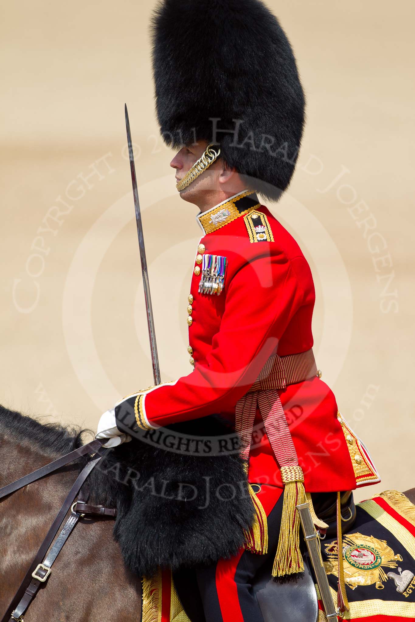 The Colonel's Review 2011: Close-up of the Field Office in Brigade Waiting, Lieutenant Colonel Lincoln P M Jopp, Scots Guards..
Horse Guards Parade, Westminster,
London SW1,

United Kingdom,
on 04 June 2011 at 11:39, image #187