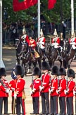 The Colonel's Review 2011: The Royal Procession arriving at Horse Guards Parade. In front, Brigade Major Household Division, Lieutenant Colonel A P Speed, Scots Guards, followed by four Troopers of The Life Guards..
Horse Guards Parade, Westminster,
London SW1,

United Kingdom,
on 04 June 2011 at 10:55, image #67