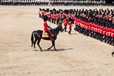 The Colonel's Review 2011: The Adjutant of the Parade,  Captain Hamish Barne, 1st Battalion Scots Guards, following No. 6 Guard during the March Past of the Foot Guards..
Horse Guards Parade, Westminster,
London SW1,

United Kingdom,
on 04 June 2011 at 11:46, image #214