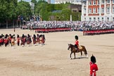 The Colonel's Review 2011: The guards are about to complete the March Past in slow time. On the left, standing in the Centre of Horse Guards Parade, the Massed Bands, in front, on horseback, the Field Officer..
Horse Guards Parade, Westminster,
London SW1,

United Kingdom,
on 04 June 2011 at 11:46, image #217