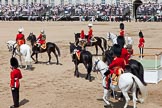 The Colonel's Review 2011: The members of rear part of the Royal Procession assemble in front of the saluting base, before leaving the parade ground in formation..
Horse Guards Parade, Westminster,
London SW1,

United Kingdom,
on 04 June 2011 at 12:09, image #297