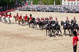 The Colonel's Review 2011: Marching Off - the guards leaving Horse Guards Parade, marching towards The Mall, followed by the Royal Procession, with the four Troopers of The Life Guards and the four Troopers of the Blues and Royals at the end..
Horse Guards Parade, Westminster,
London SW1,

United Kingdom,
on 04 June 2011 at 12:09, image #300