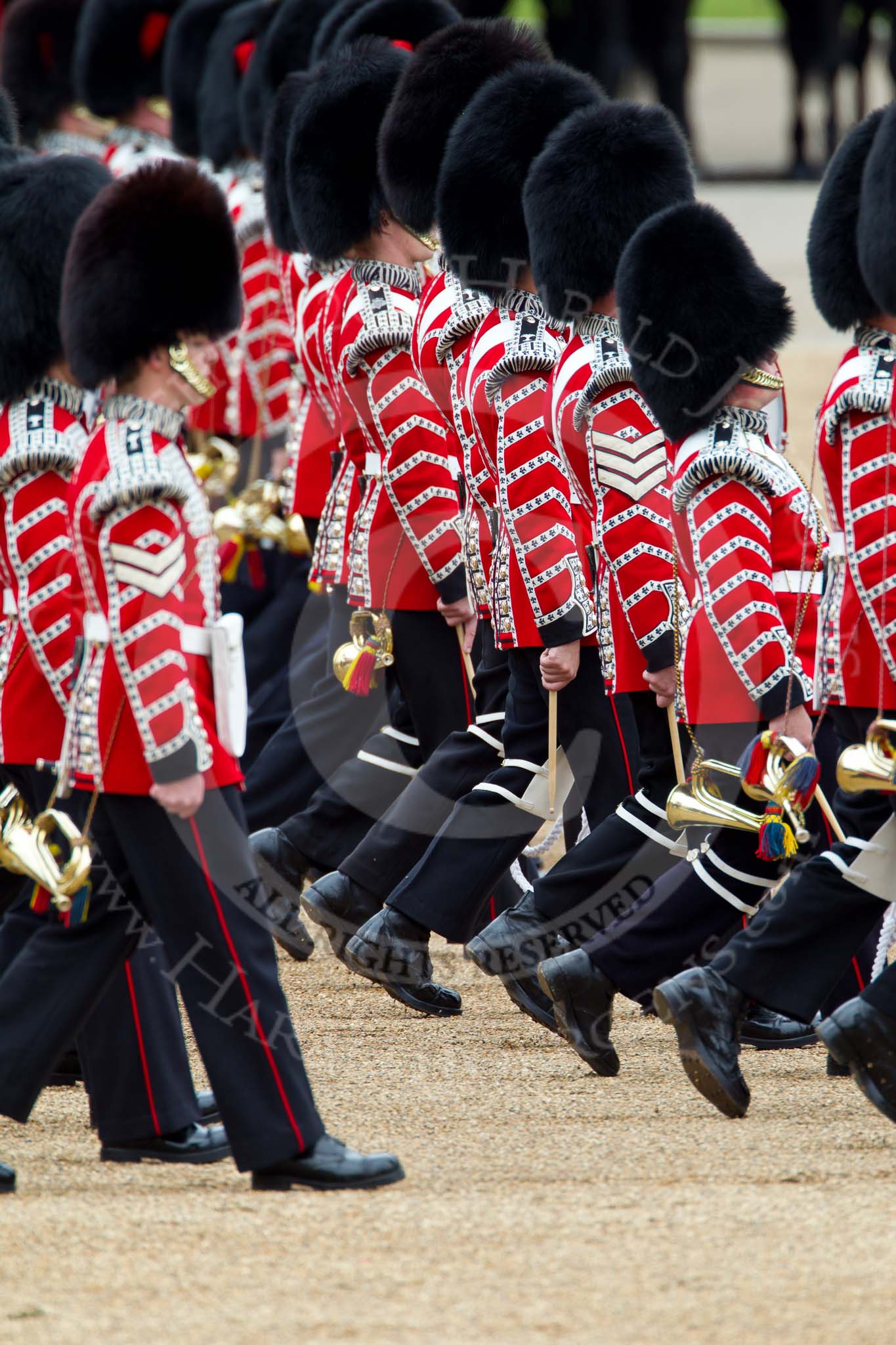 The Major General's Review 2011: Drummers of the Massed Bands marching..
Horse Guards Parade, Westminster,
London SW1,
Greater London,
United Kingdom,
on 28 May 2011 at 11:32, image #197