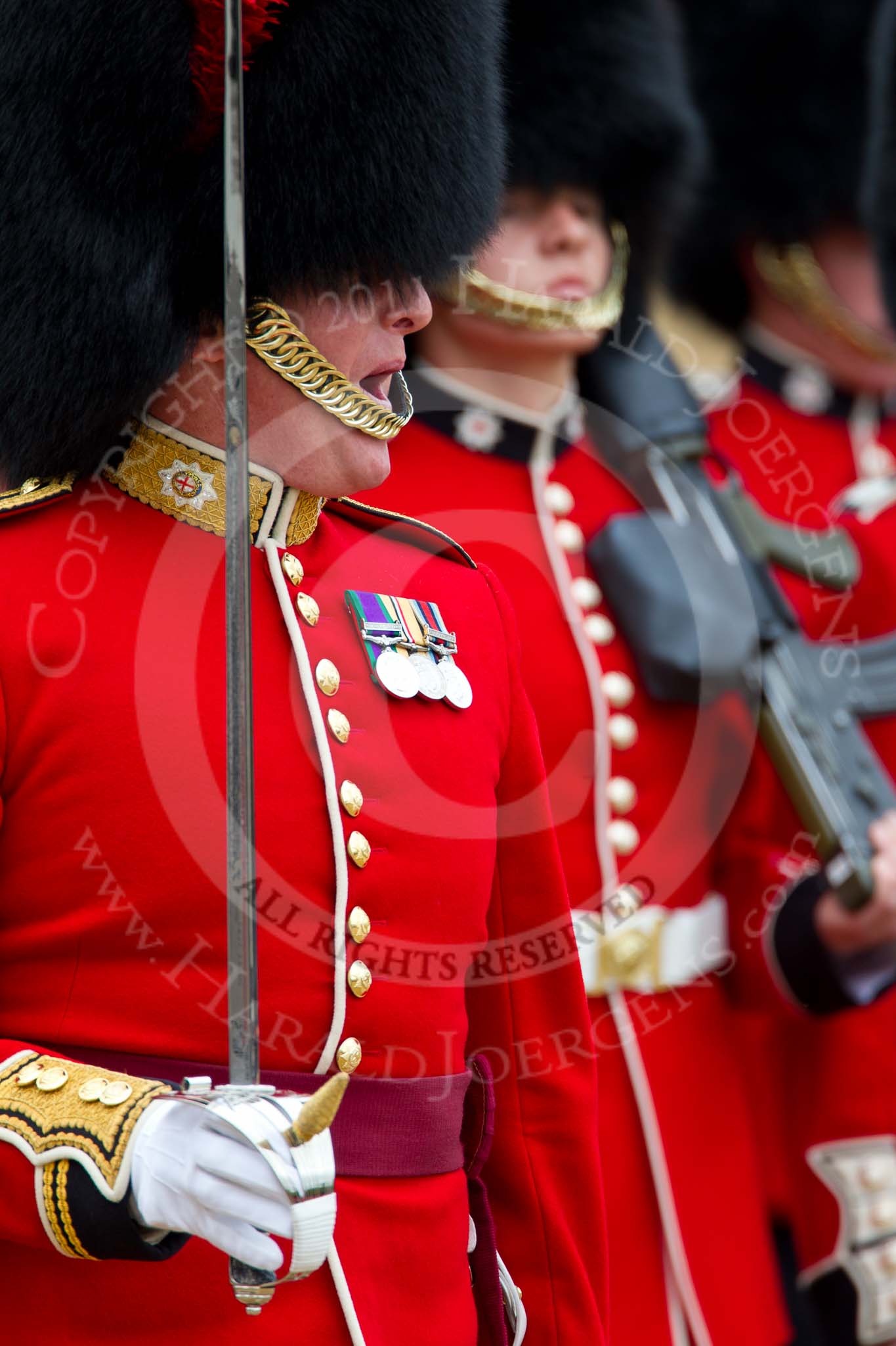 The Major General's Review 2011: Close-up of Major C M J Foinette, No. 6 Guard (No. 7 Company Coldstream Guards)..
Horse Guards Parade, Westminster,
London SW1,
Greater London,
United Kingdom,
on 28 May 2011 at 11:37, image #208