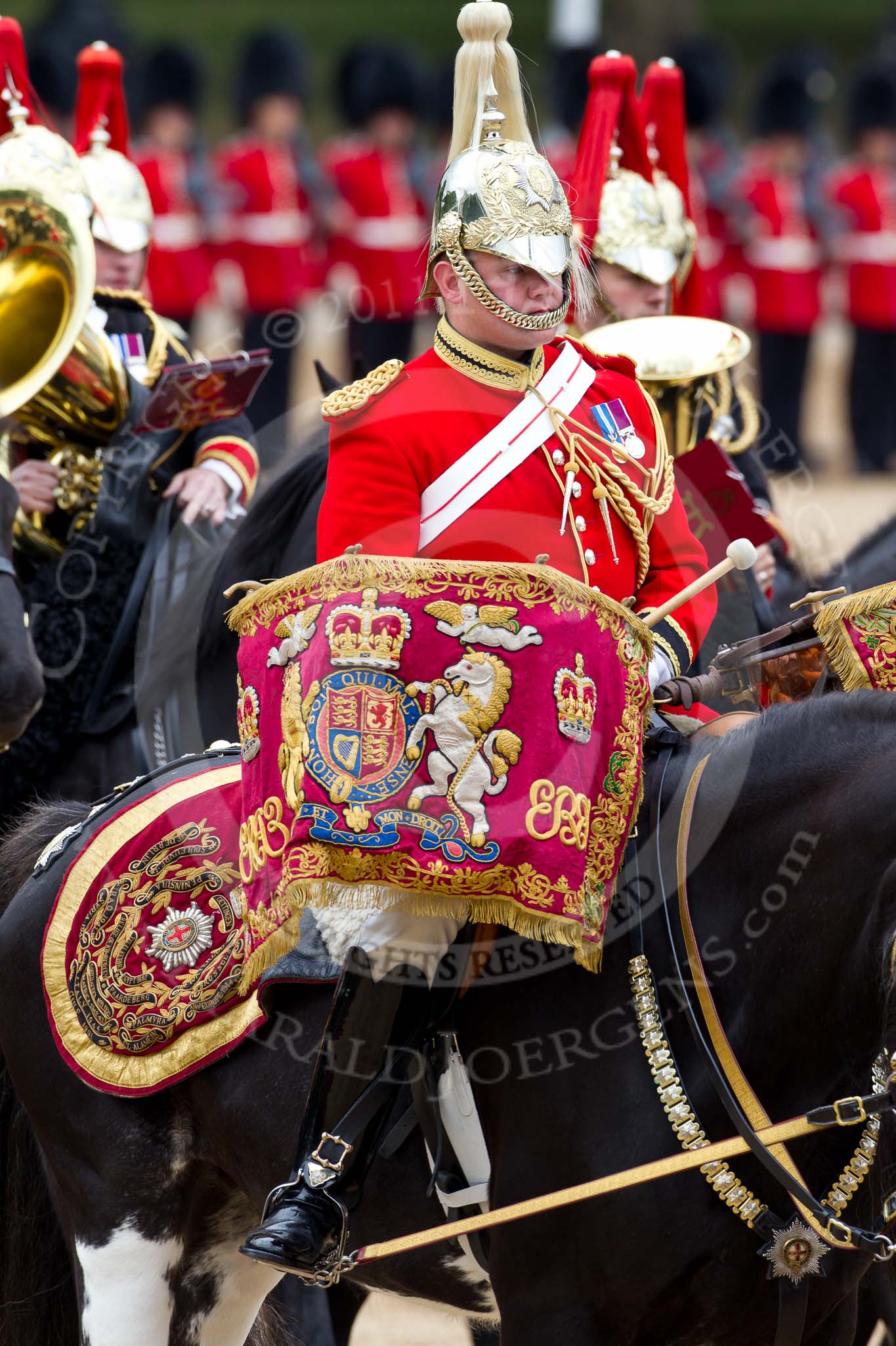 The Major General's Review 2011: The kettle drummer from The Band of The Life Guards..
Horse Guards Parade, Westminster,
London SW1,
Greater London,
United Kingdom,
on 28 May 2011 at 11:59, image #261