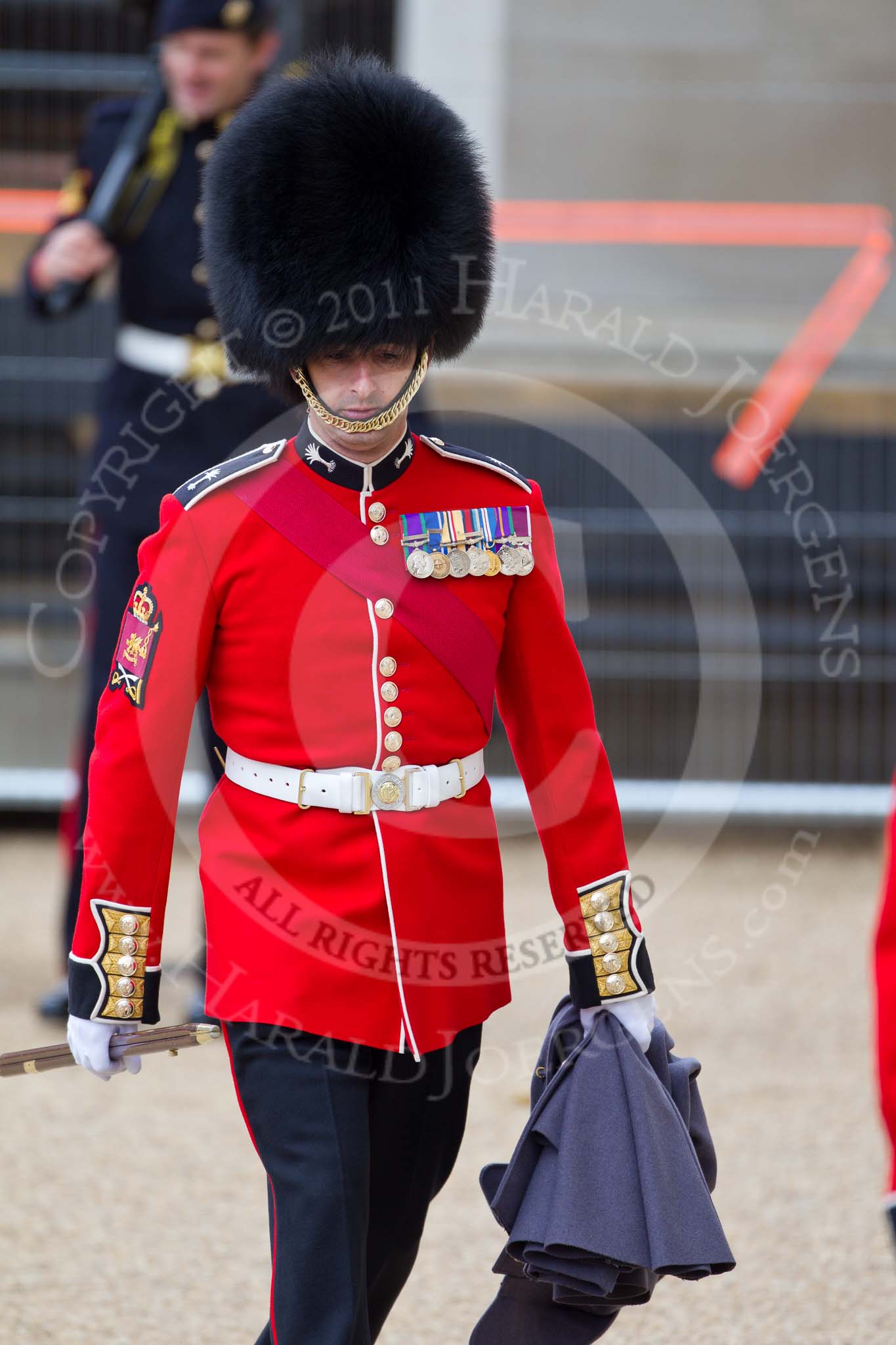 The Major General's Review 2011: Company Sergeant Major from the Welsh Guards after the rehearsal..
Horse Guards Parade, Westminster,
London SW1,
Greater London,
United Kingdom,
on 28 May 2011 at 12:13, image #292