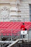 The Major General's Review 2011: Checking the grand stand on the Old Admirality Buildings side of Horse Guards Parade, early in the morning, a Sergeant of the Welsh Guards..
Horse Guards Parade, Westminster,
London SW1,
Greater London,
United Kingdom,
on 28 May 2011 at 09:03, image #5