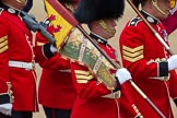 The Major General's Review 2011: Close-up of a Colour Sergeant from the Welsh Guards, here as 'Keeper of the Ground', with the regimental flag..
Horse Guards Parade, Westminster,
London SW1,
Greater London,
United Kingdom,
on 28 May 2011 at 09:43, image #8