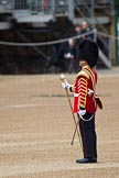 The Major General's Review 2011: The Senior Drum Major Household Division, Drum Major Ben Roberts, Coldstream Guards has turned about to face the Band he has led from Wellington Barracks to Horse Guards Parade to dress the Band and stand them at ease..
Horse Guards Parade, Westminster,
London SW1,
Greater London,
United Kingdom,
on 28 May 2011 at 10:15, image #19