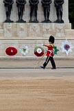 The Major General's Review 2011: Drum Major Alan Harvey, Irish Guards, marching past the Guards Memorial whilst leading the Band of the Scots Guards onto Horse Guards Parade..
Horse Guards Parade, Westminster,
London SW1,
Greater London,
United Kingdom,
on 28 May 2011 at 10:30, image #52