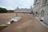 The Major General's Review 2011: Wide angle shot of Horse Guards Parade -  the guards and the Colour party are in place, the saluting stand on the left needs to be assembled and moved into place..
Horse Guards Parade, Westminster,
London SW1,
Greater London,
United Kingdom,
on 28 May 2011 at 10:43, image #76