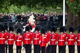 The Major General's Review 2011: The four Troopers of The Life Guards, leading the Royal Procession, during the Inspection of the Line, here behind No. 2 Guard. In the background spectators watching from St. James's Park..
Horse Guards Parade, Westminster,
London SW1,
Greater London,
United Kingdom,
on 28 May 2011 at 11:05, image #124