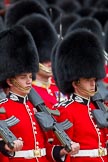 The Major General's Review 2011: Close-up of two guardsmen from No. 1 Guard, 1st Battalion Scots Guards, the Escort to the Colour..
Horse Guards Parade, Westminster,
London SW1,
Greater London,
United Kingdom,
on 28 May 2011 at 11:35, image #202