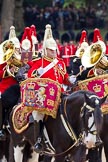 The Major General's Review 2011: The Mounted Band of The Life Guard, here their kettle drummer in front..
Horse Guards Parade, Westminster,
London SW1,
Greater London,
United Kingdom,
on 28 May 2011 at 11:53, image #238