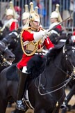 The Major General's Review 2011: The Field Officer of the Escort,
Major Nicholas P G van Cutsem, The Life Guards, during the Ride Past..
Horse Guards Parade, Westminster,
London SW1,
Greater London,
United Kingdom,
on 28 May 2011 at 11:57, image #254