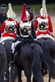 The Major General's Review 2011: March off - the four Troopers of The Life Guards, and the four Troopers of The Blues and Royals leaving the parade ground..
Horse Guards Parade, Westminster,
London SW1,
Greater London,
United Kingdom,
on 28 May 2011 at 12:10, image #285