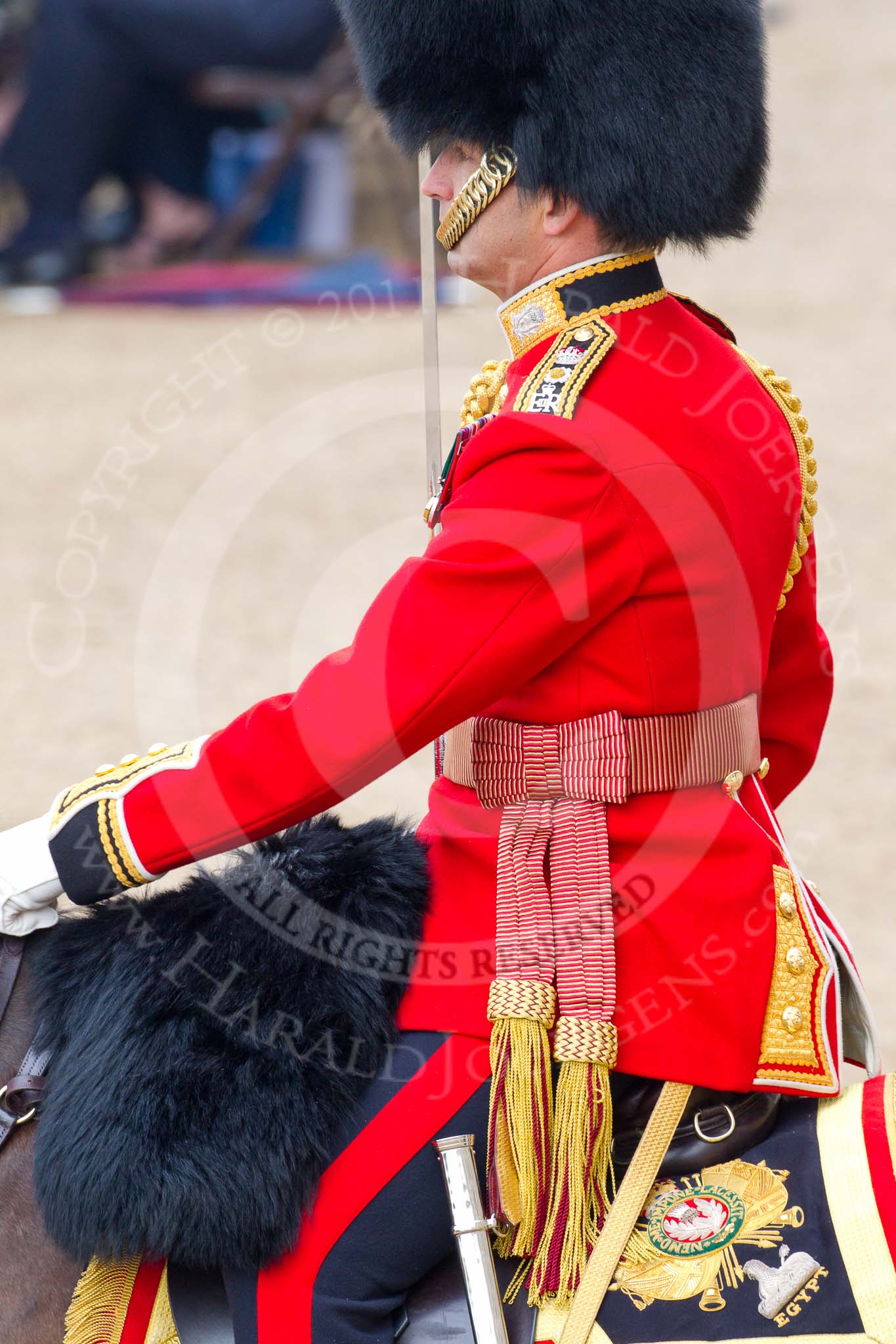 Trooping the Colour 2011: The Field Officer in Brigade Waiting, Lieutenant Colonel Lincoln P M Jopp, Scots Guards..
Horse Guards Parade, Westminster,
London SW1,
Greater London,
United Kingdom,
on 11 June 2011 at 10:41, image #68