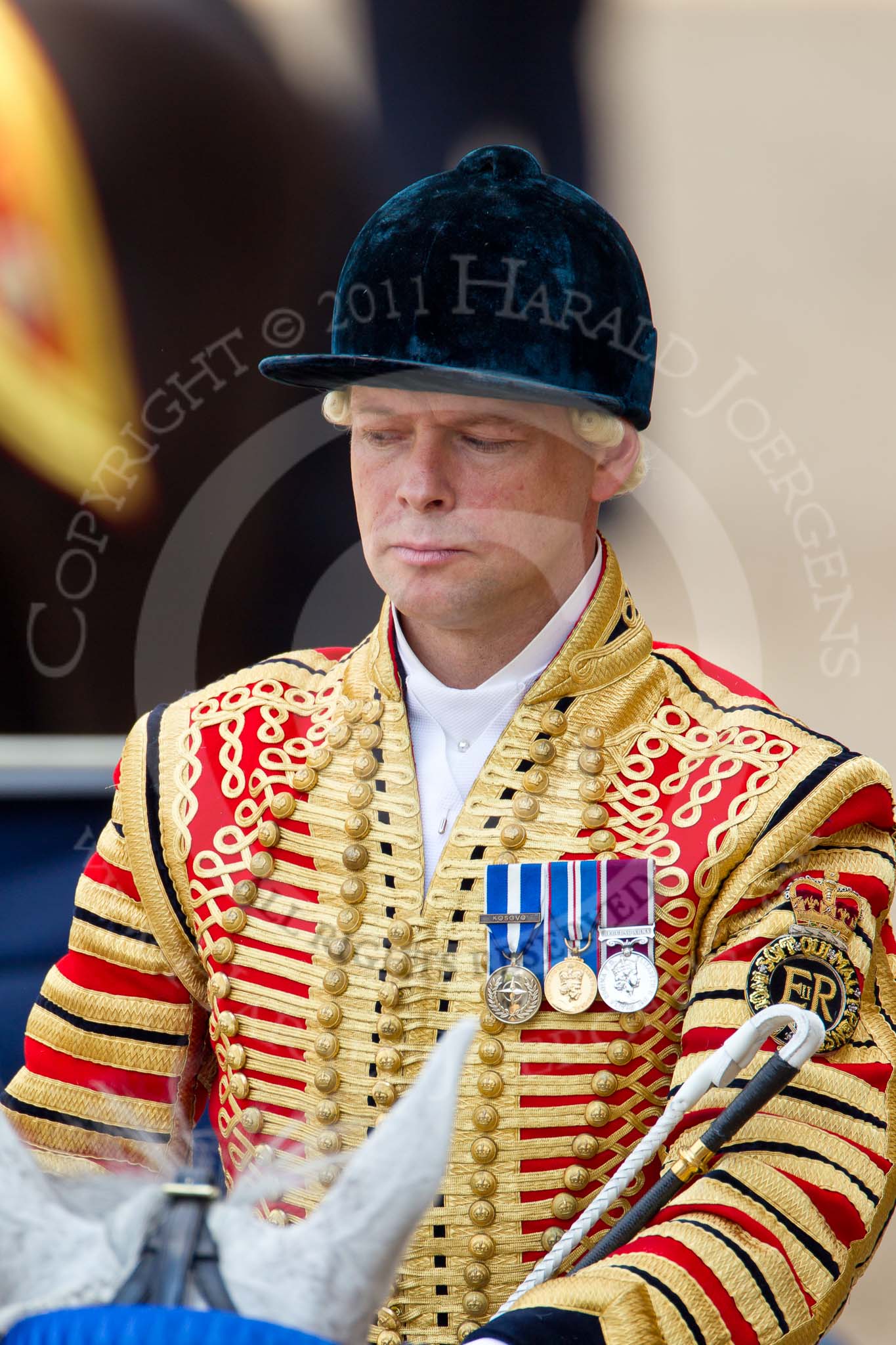 Trooping the Colour 2011: Close-up of Jack Hargreaves, head coachman..
Horse Guards Parade, Westminster,
London SW1,
Greater London,
United Kingdom,
on 11 June 2011 at 11:01, image #142