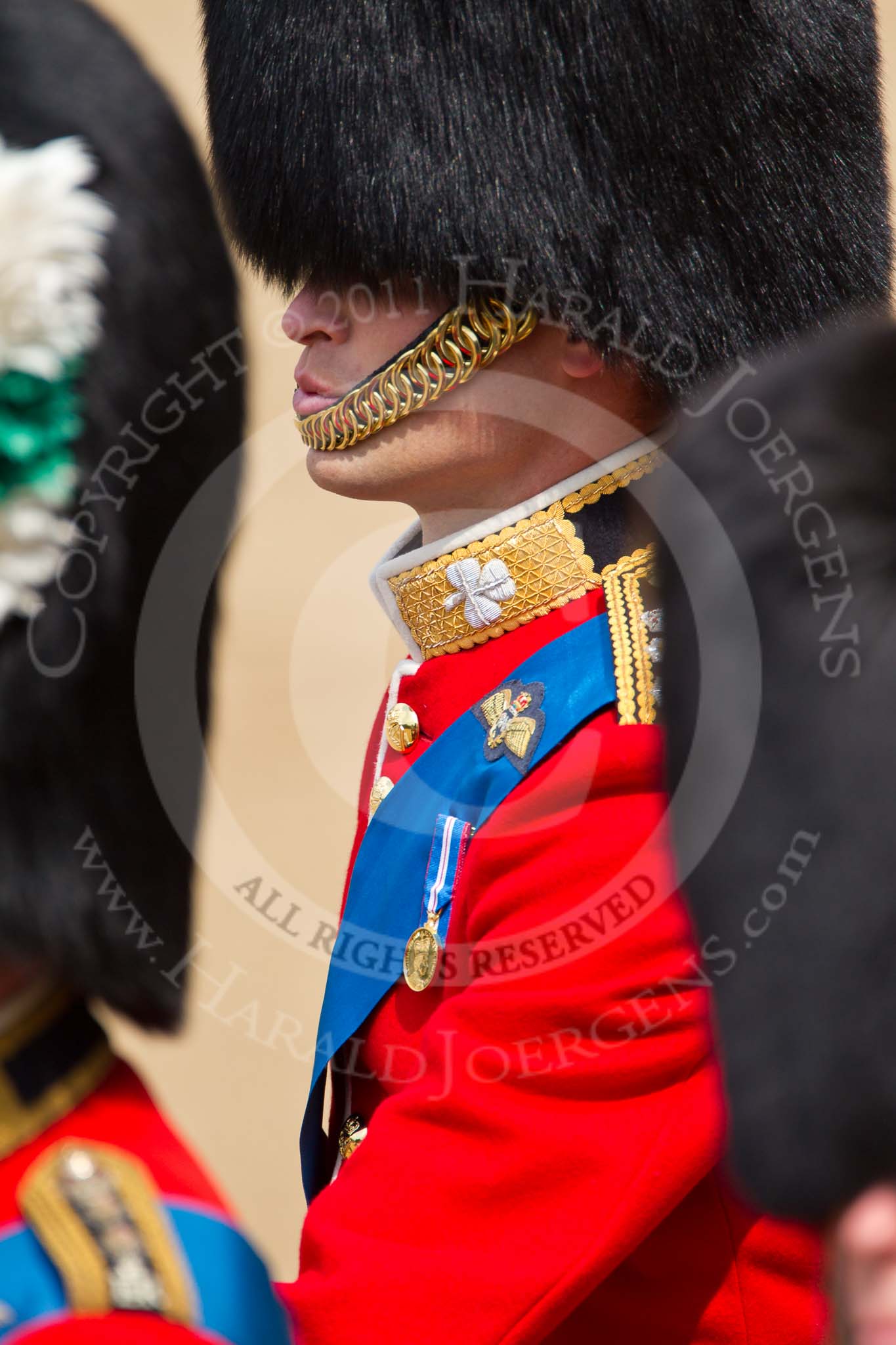 Trooping the Colour 2011: Close-up of HRH Prince William, The Duke of Cambridge, Colonel Irish Guards, at his first 'Trooping the Colour' parade..
Horse Guards Parade, Westminster,
London SW1,
Greater London,
United Kingdom,
on 11 June 2011 at 11:02, image #147